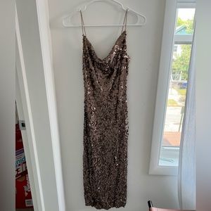 Rose gold sequin midi column/slip dress